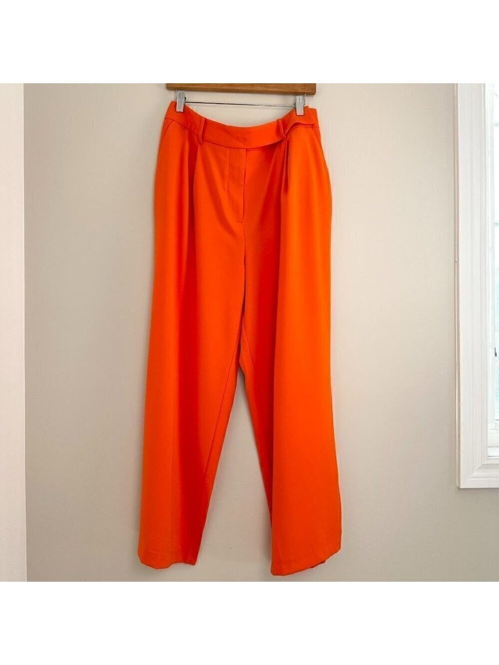 Ever New Wide Leg Isla Trousers Orange Gerbera Womens Size 10 Petite New - Picture 3 of 12